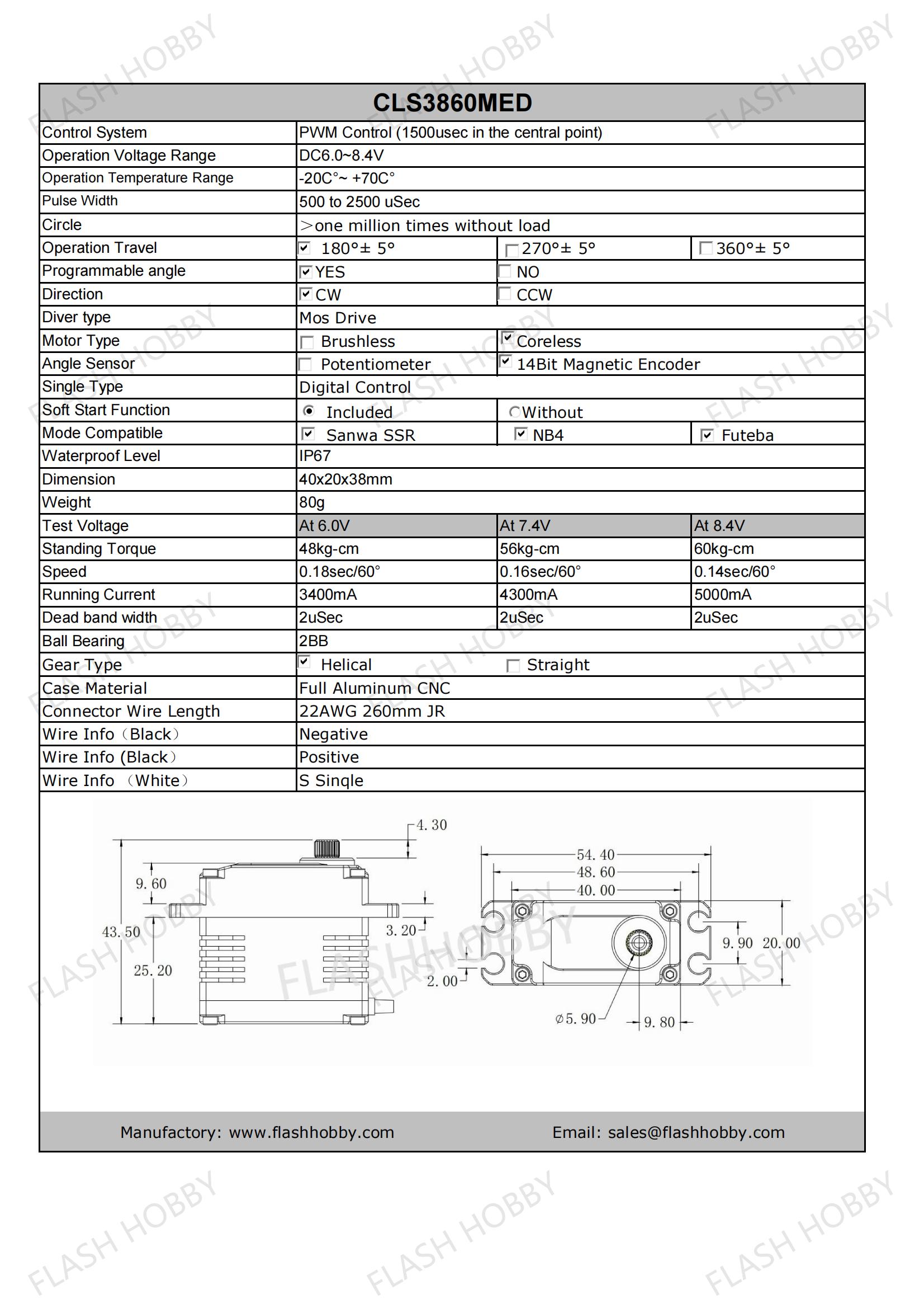 Servo sans noyau CLS3860MED 60KG
